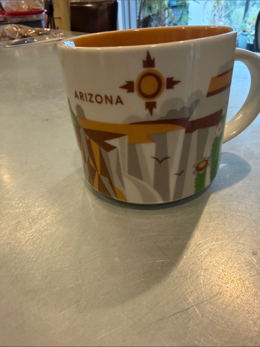 Starbucks Arizona Ceramic Mug - White and Orange Interior
